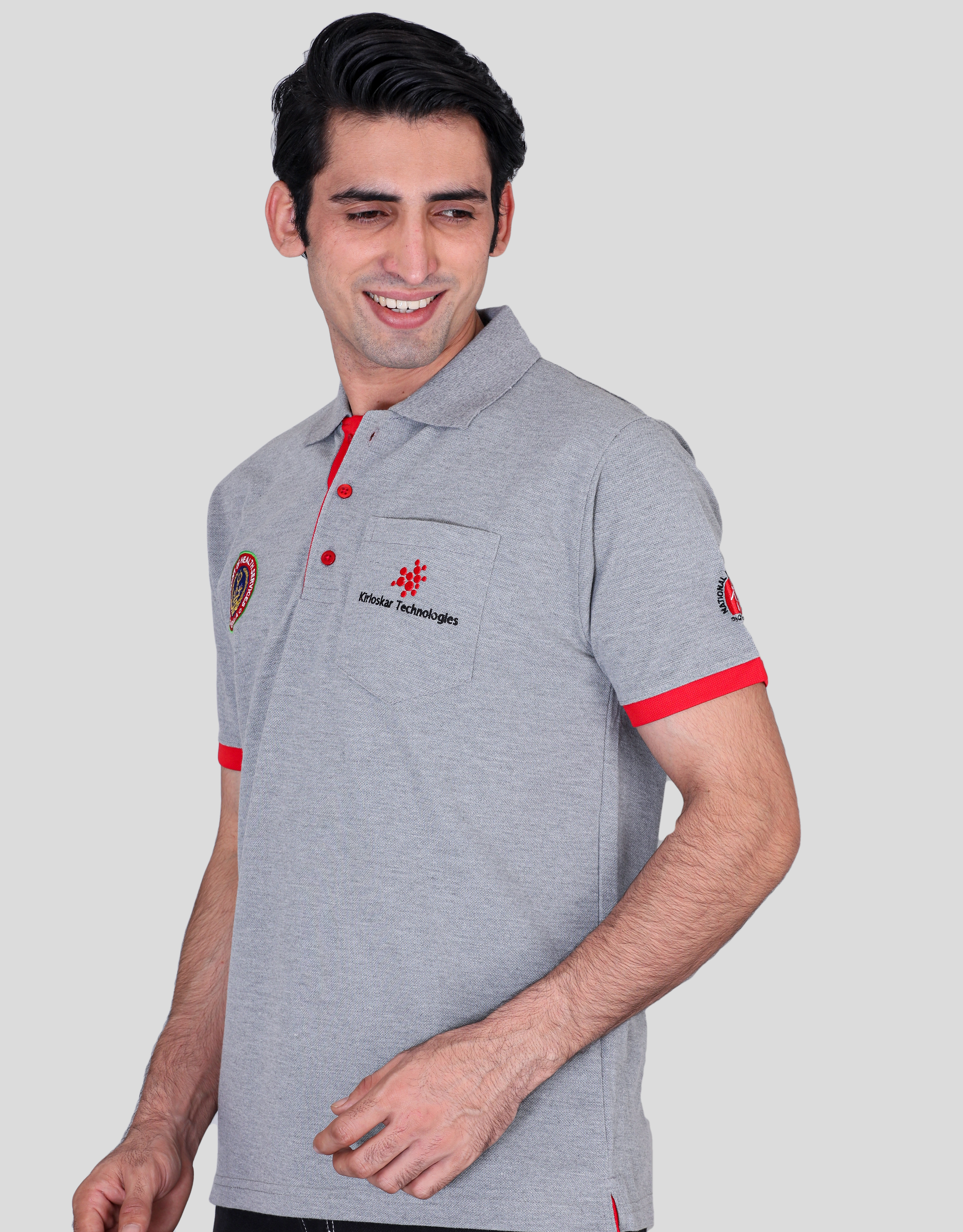 Krilosker grey milanch custom polo t-shirts with company logo