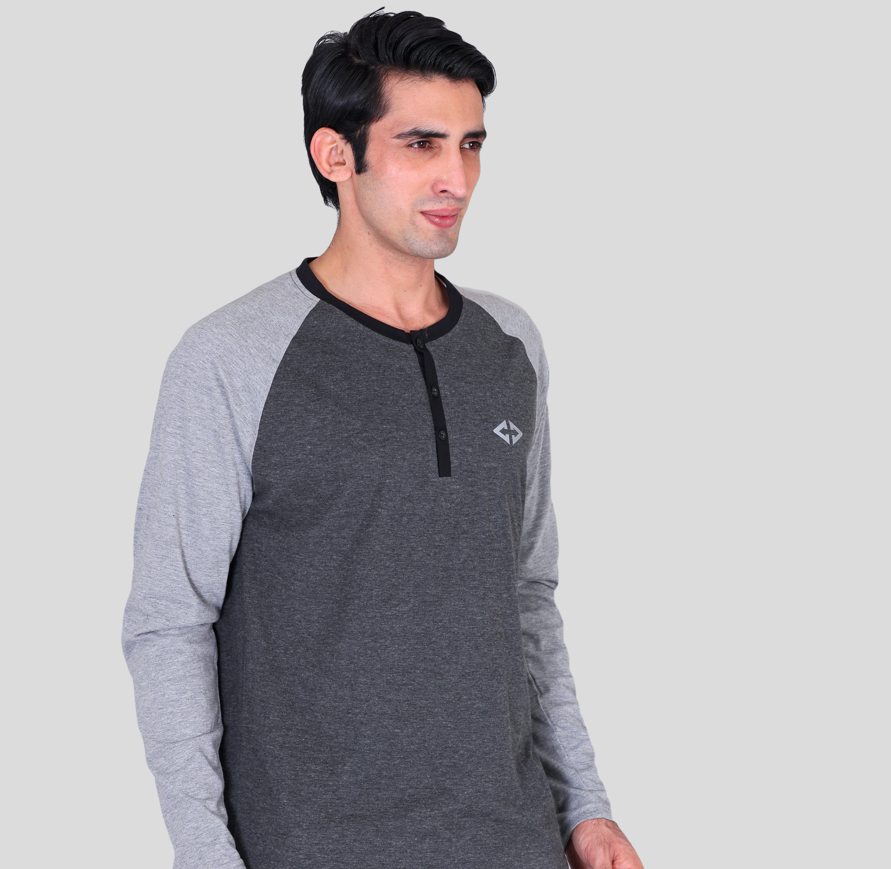 Antra grey full sleeve round neck tee round neck t-shirts with company logo