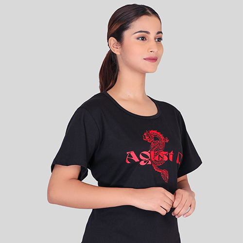 Black single jersey promotional round neck t-shirts