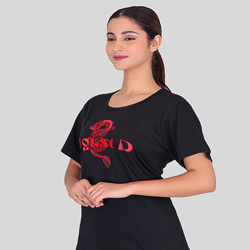 Black single jersey round neck t-shirts with company logo