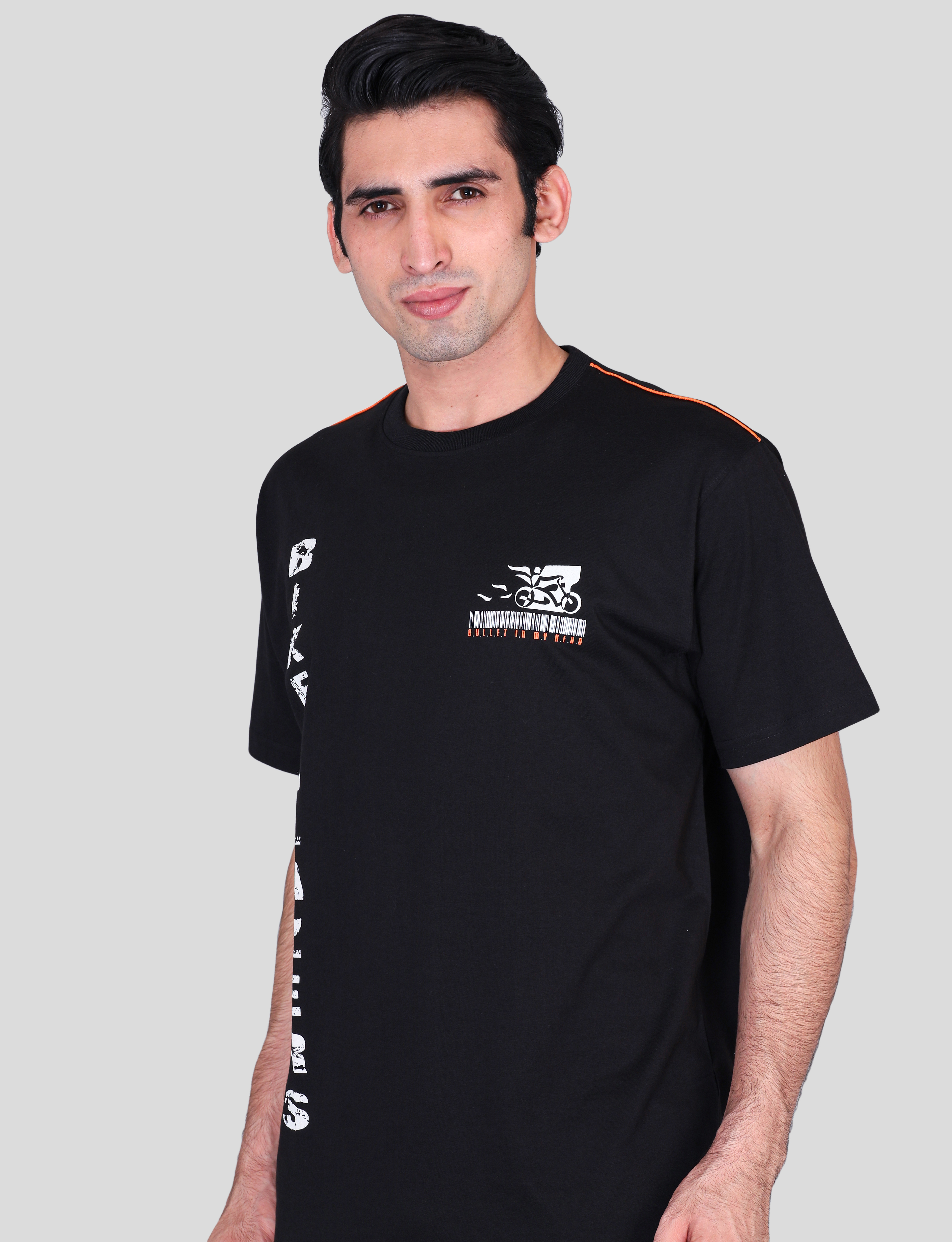 Black single jersey promotional round neck t-shirts