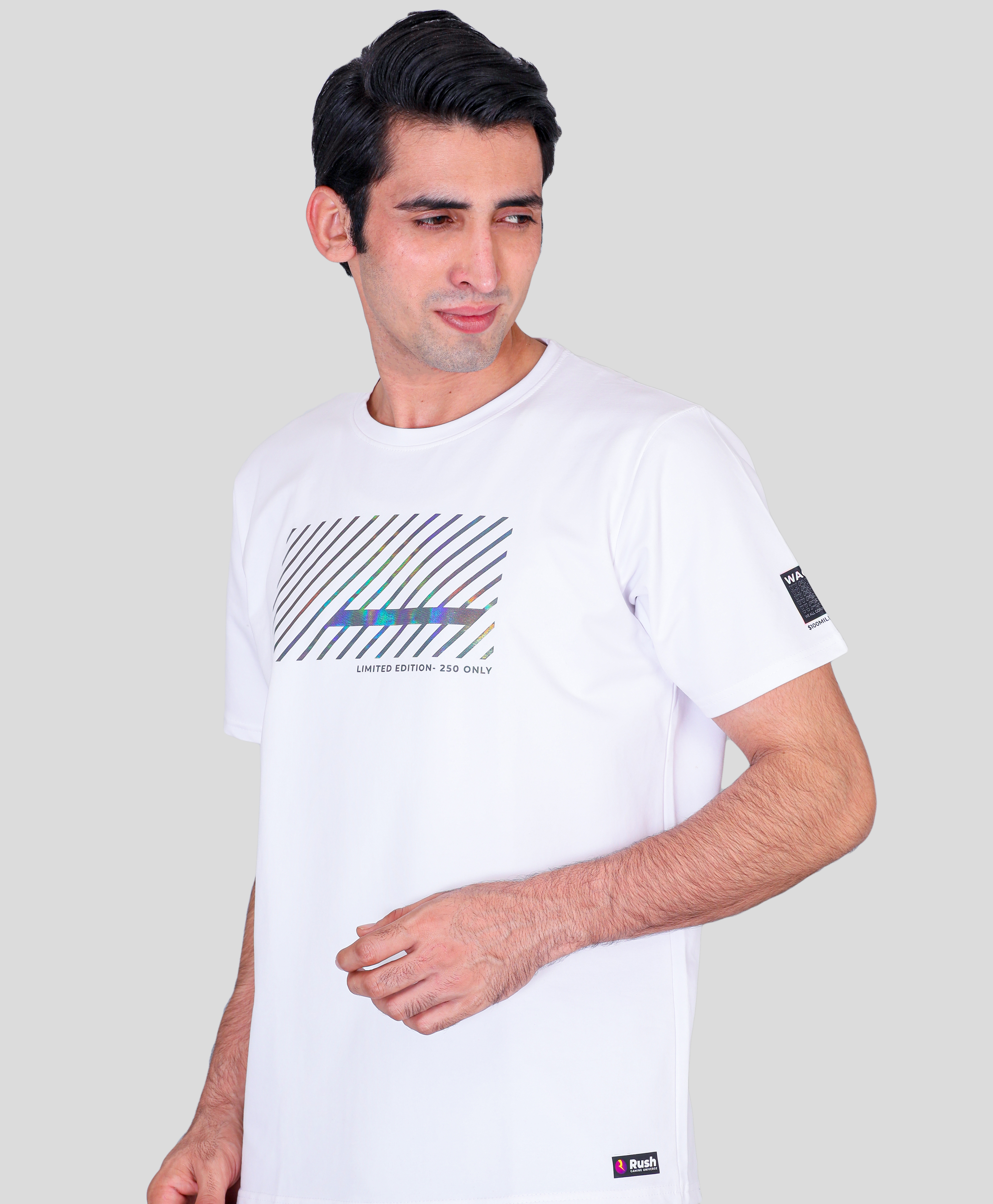 White cotton terry lycra tee promotional round neck t-shirts